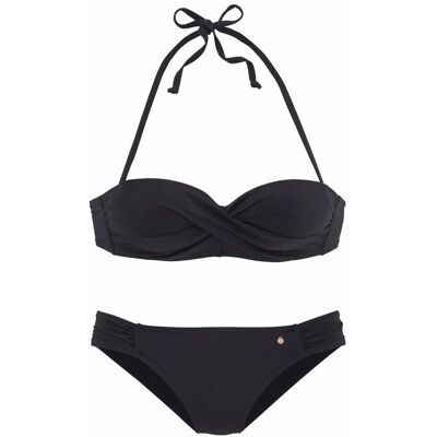 S.OLIVER Schwarzer Bügel-Bandeau-Bikini mit Raffung - Bikini S.OLIVER Schwarzer Bügel-Bandeau-Bikini mit Raffung - Bikini