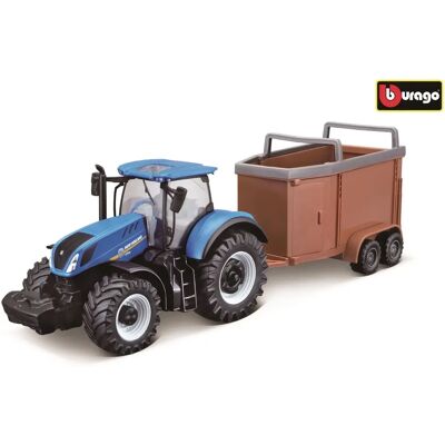 Bburago T7.315 Zemědělský traktor s přívěsem pro koně Bburago T7.315 Zemědělský traktor s přívěsem pro koně
