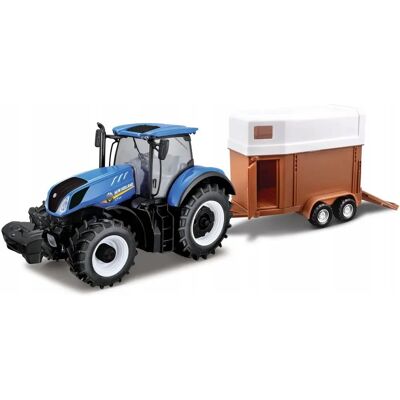 Ciągnik Rolniczy Bburago 1:32 New Holland z przyczepą dla koni - Traktor Ciągnik Rolniczy Bburago 1:32 New Holland z przyczepą dla koni - Traktor