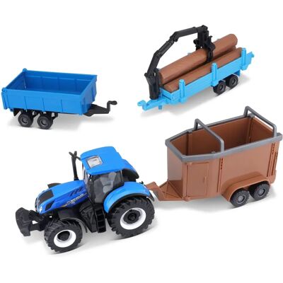 Traktor rolniczy New Holland z przyczepami Bburago Traktor rolniczy New Holland z przyczepami Bburago