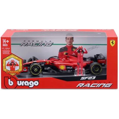 Model Ferrari SF-23 od Bburago - Červený, S figurkou jezdce - 1:24 Model Ferrari SF-23 od Bburago - Červený, S figurkou jezdce - 1:24