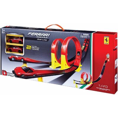 Tor wyścigowy Ferrari z podwójnym loopem - Zabawka do wyścigów Tor wyścigowy Ferrari z podwójnym loopem - Zabawka do wyścigów