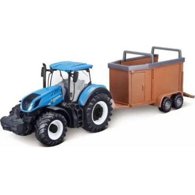 Bburago New Holland T7.315 Traktor - Przyczepa dla zwierząt Bburago New Holland T7.315 Traktor - Przyczepa dla zwierząt