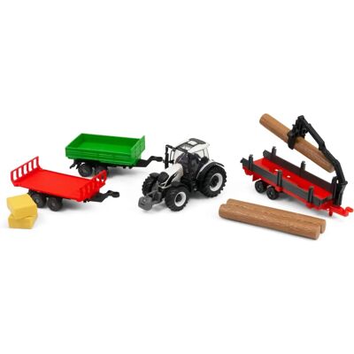 Modello Bburago 256-31668 Trattore agricolo con 3 rimorchi - Giocattolo Modello Bburago 256-31668 Trattore agricolo con 3 rimorchi - Giocattolo
