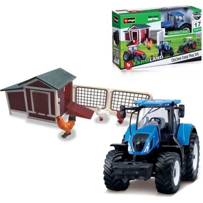 Bburago: Farmářská sada s kurníkem a traktorem 1:43 Bburago: Farmářská sada s kurníkem a traktorem 1:43
