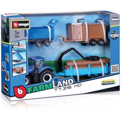 Bburago Diecast 1:43 New Holland T7.315 HD - Traktor s příslušenstvím Bburago Diecast 1:43 New Holland T7.315 HD - Traktor s příslušenstvím