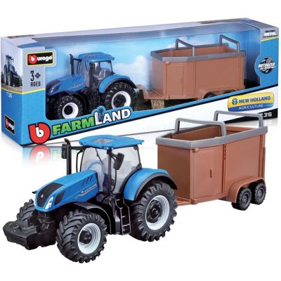Bburago - Farm Land Traktor New Holland mit Anhänger - Spielzeugtraktor Bburago - Farm Land Traktor New Holland mit Anhänger - Spielzeugtraktor