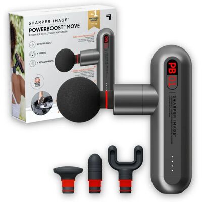 Sharper Image Powerboost Move Massage Gun - Deep Tissue, 4 Heads, 4 Speeds Sharper Image Powerboost Move Massage Gun - Deep Tissue, 4 Heads, 4 Speeds