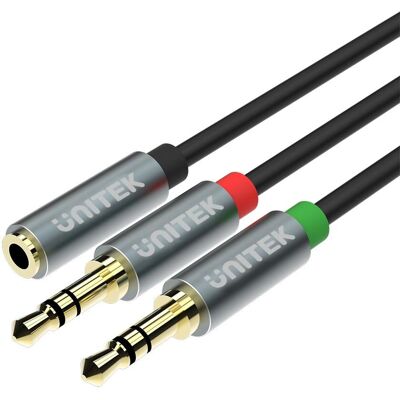 Unitek Y-C957ABK - Audiokabel - 0,2m - Schwarz & Grau Unitek Y-C957ABK - Audiokabel - 0,2m - Schwarz & Grau