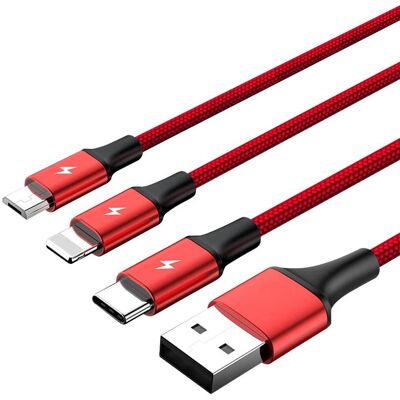 Unitek C4049RD 3-i-1 USB-kabel - Röd 1,2 m Unitek C4049RD 3-i-1 USB-kabel - Röd 1,2 m