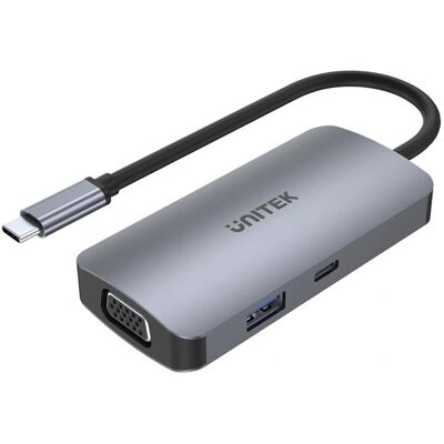 Unitek P5 Trio USB Hub - HDMI, USB-A, VGA, USB-C - Grau Unitek P5 Trio USB Hub - HDMI, USB-A, VGA, USB-C - Grau