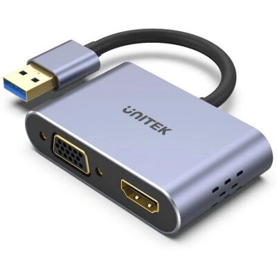 Unitek V1304A Video-Adapter - 15cm, Grau, HDMI & VGA Unitek V1304A Video-Adapter - 15cm, Grau, HDMI & VGA