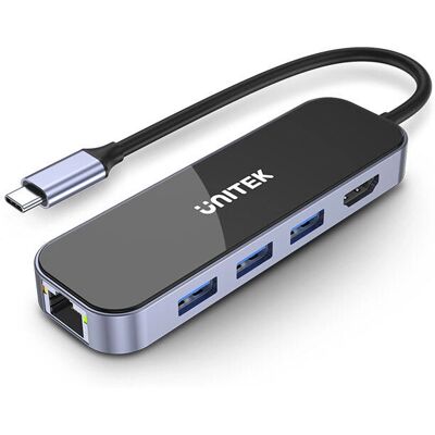Unitek USB Hub 6 Ports - USB-C, USB-A, HDMI, 4K, 100W Leistung Unitek USB Hub 6 Ports - USB-C, USB-A, HDMI, 4K, 100W Leistung