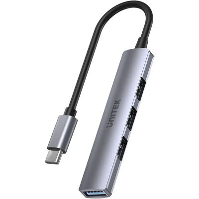 Unitek 4-Port USB-C Hub - Aluminium - 5 Gbps - Kompakt Unitek 4-Port USB-C Hub - Aluminium - 5 Gbps - Kompakt