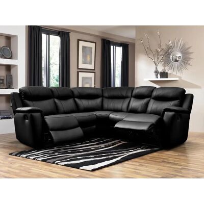 Canapé d'angle relax en cuir Vente-Unique - Noir - 217x217x100cm - Publicité Canapé d'angle relax en cuir Vente-Unique - Noir - 217x217x100cm - Publicité