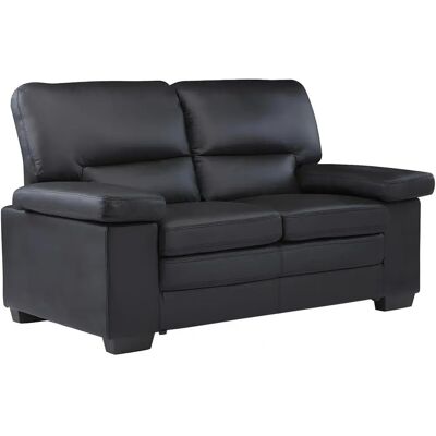 Venta-unica - Sofá 2 plazas de cuero de búfalo - Negro Venta-unica - Sofá 2 plazas de cuero de búfalo - Negro