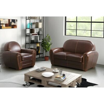 Linea Sofa Skórzane Krzesło Klubowe - Brązowe - Materiał Premium - Klasyczny Styl Linea Sofa Skórzane Krzesło Klubowe - Brązowe - Materiał Premium - Klasyczny Styl