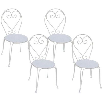 Set di sedie da giardino MYLIA - Bianco - Stile ferro battuto - 4 sedie Set di sedie da giardino MYLIA - Bianco - Stile ferro battuto - 4 sedie