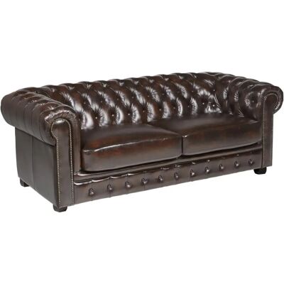 Linea Sofa - Chesterfield Ledersofa 3-Sitzer - Braun Linea Sofa - Chesterfield Ledersofa 3-Sitzer - Braun