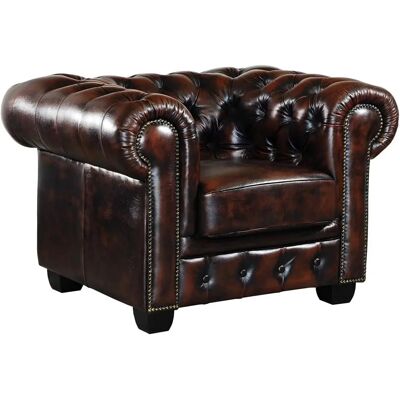 Linea Sofa - Chesterfield Skórzane Fotel - Brązowy Linea Sofa - Chesterfield Skórzane Fotel - Brązowy