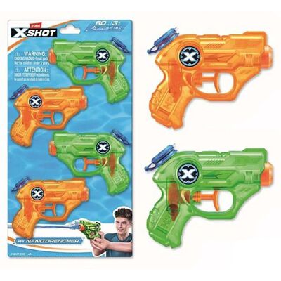 Pistolet à eau Zuru X-Shot Nano Drencher - Pack de 4 - Publicité Pistolet à eau Zuru X-Shot Nano Drencher - Pack de 4 - Publicité