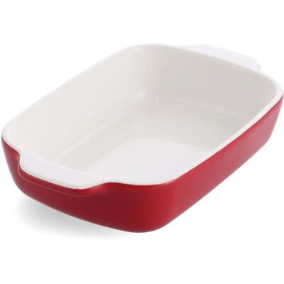 KitchenAid Rood Empire Kleine 20cm Steenware rechthoekige schaal met bamboe deksel - Bakvorm KitchenAid Rood Empire Kleine 20cm Steenware rechthoekige schaal met bamboe deksel - Bakvorm