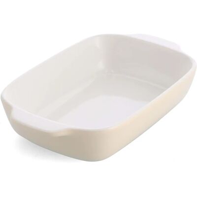 KitchenAid Amandelcrème Medium 26cm Steenware Ovenschaal met Bamboe Deksel KitchenAid Amandelcrème Medium 26cm Steenware Ovenschaal met Bamboe Deksel