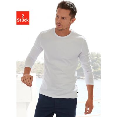 H.I.S Langarmshirt - Baumwolle Basic - Weiß H.I.S Langarmshirt - Baumwolle Basic - Weiß
