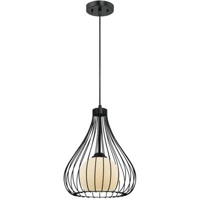 Westinghouse Pendant Light - Black Cage Opal Glass - Suspension Lighting Westinghouse Pendant Light - Black Cage Opal Glass - Suspension Lighting