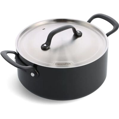 Greenpan Topf mit Deckel CRAFT 24 cm – 4,9 l, Pfanne + Kochtopf, Schwarz Greenpan Topf mit Deckel CRAFT 24 cm – 4,9 l, Pfanne + Kochtopf, Schwarz