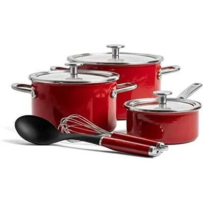 KitchenAid Rood Kookgerei Set - 8-delig, Email, Ovenbestendig KitchenAid Rood Kookgerei Set - 8-delig, Email, Ovenbestendig