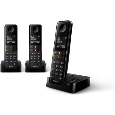 Philips - D4553B - Noir - 2 combinés - Téléphone DECT Philips - D4553B - Noir - 2 combinés - Téléphone DECT