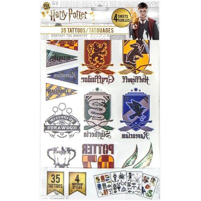 Set di Tatuaggi Temporanei Ufficiali Harry Potter - 35 Design - Vari Stili Set di Tatuaggi Temporanei Ufficiali Harry Potter - 35 Design - Vari Stili
