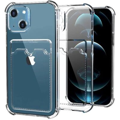 GSP iPhone 13 Iskunkestävä suojakuori korttikotelolla - Läpinäkyvä GSP iPhone 13 Iskunkestävä suojakuori korttikotelolla - Läpinäkyvä