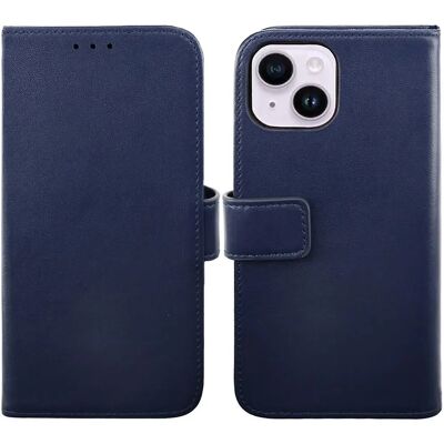 Rvelon iPhone 14 Pungetui i Læder - Blå - Wallet Case Rvelon iPhone 14 Pungetui i Læder - Blå - Wallet Case
