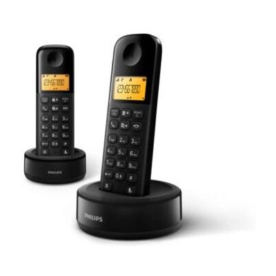 Téléphone sans fil Philips D1602B/34 - 1,6 pouces, Noir, 2 pcs - Publicité Téléphone sans fil Philips D1602B/34 - 1,6 pouces, Noir, 2 pcs - Publicité