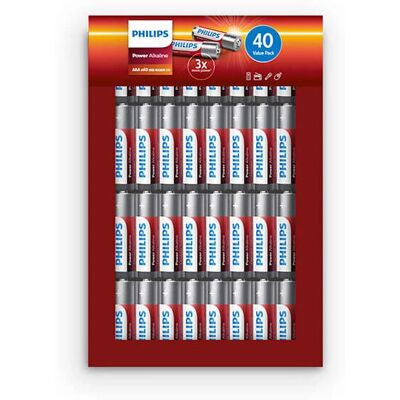 Piles alcalines AAA Power Philips - Batterie domestique - Publicité Piles alcalines AAA Power Philips - Batterie domestique - Publicité
