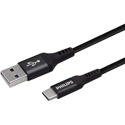 Câble USB 2.0 USB-A - USB-C Philips - 2m Nylon - Publicité Câble USB 2.0 USB-A - USB-C Philips - 2m Nylon - Publicité