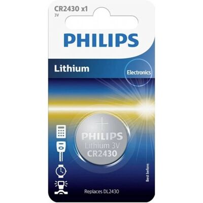 Pila de botón de litio Philips CR2430 - 270mAh, 3V Pila de botón de litio Philips CR2430 - 270mAh, 3V