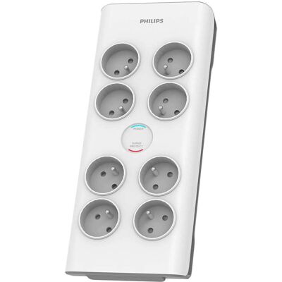 Parafoudre Philips - 8 prises - 2m - Blanc - Publicité Parafoudre Philips - 8 prises - 2m - Blanc - Publicité