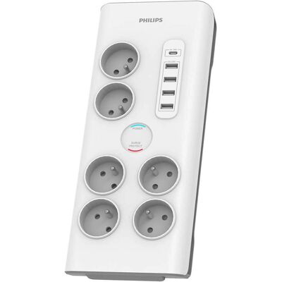 Multiprise anti-surtension Philips SPN7060WA/60 - 6 prises - Publicité Multiprise anti-surtension Philips SPN7060WA/60 - 6 prises - Publicité