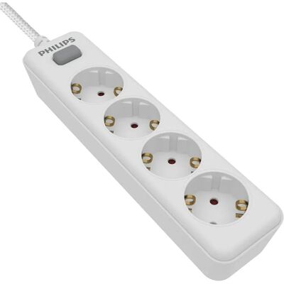 Philips Verlengsnoer - 4 Aardingscontacten, 2m Kabel Philips Verlengsnoer - 4 Aardingscontacten, 2m Kabel