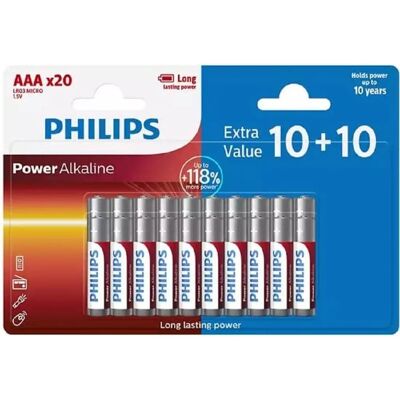 Philips LR03P20BP/GRS Batterijen - 20 Stuks - Alkalisch - Lange Houdbaarheid Philips LR03P20BP/GRS Batterijen - 20 Stuks - Alkalisch - Lange Houdbaarheid