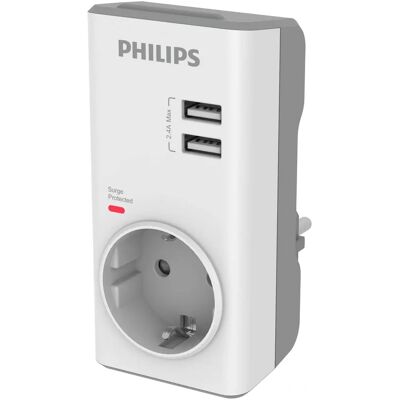 Philips CHP4010W/GRS Ciabatta - Protezione 380J, 2 USB Philips CHP4010W/GRS Ciabatta - Protezione 380J, 2 USB