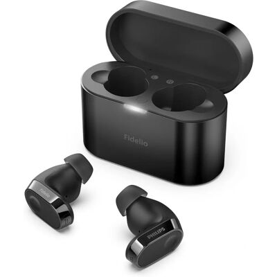 Écouteurs sans fil Philips T2 Fidelio - Annulation de bruit, Bluetooth, Noir - Publicité Écouteurs sans fil Philips T2 Fidelio - Annulation de bruit, Bluetooth, Noir - Publicité