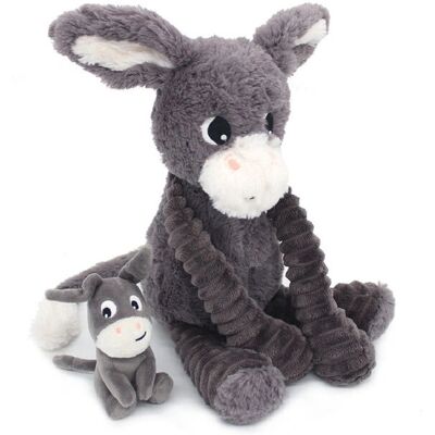 Les Déglingos Knuffel Ezel mama en baby - Knuffeldier Les Déglingos Knuffel Ezel mama en baby - Knuffeldier