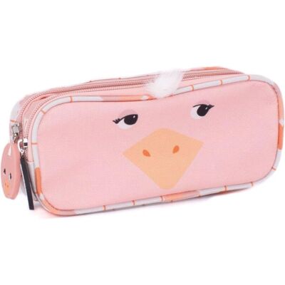 Les Deglingos Ostrich Animal Face Pencil Case - Pink - Pencil Case Les Deglingos Ostrich Animal Face Pencil Case - Pink - Pencil Case