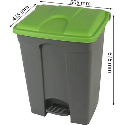 Secchio a pedale Kaiserkraft - 70L, Grigio, Coperchio verde Secchio a pedale Kaiserkraft - 70L, Grigio, Coperchio verde