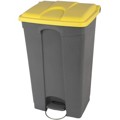 Kaiserkraft Cubo de Pedal - 90L, Gris, Tapa Amarilla Kaiserkraft Cubo de Pedal - 90L, Gris, Tapa Amarilla