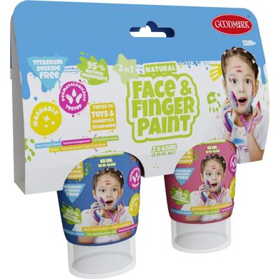 Boti Natuurlijk Gezichts- & Vingerverf Tube - Blauw en Roze - 2x65ml Boti Natuurlijk Gezichts- & Vingerverf Tube - Blauw en Roze - 2x65ml